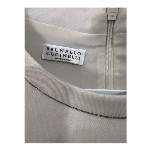 Brunello Cucinelli Ivory Monili Beaded Asymmetrical Wool Dress Tennis Preppy XL - Picture 4 of 8